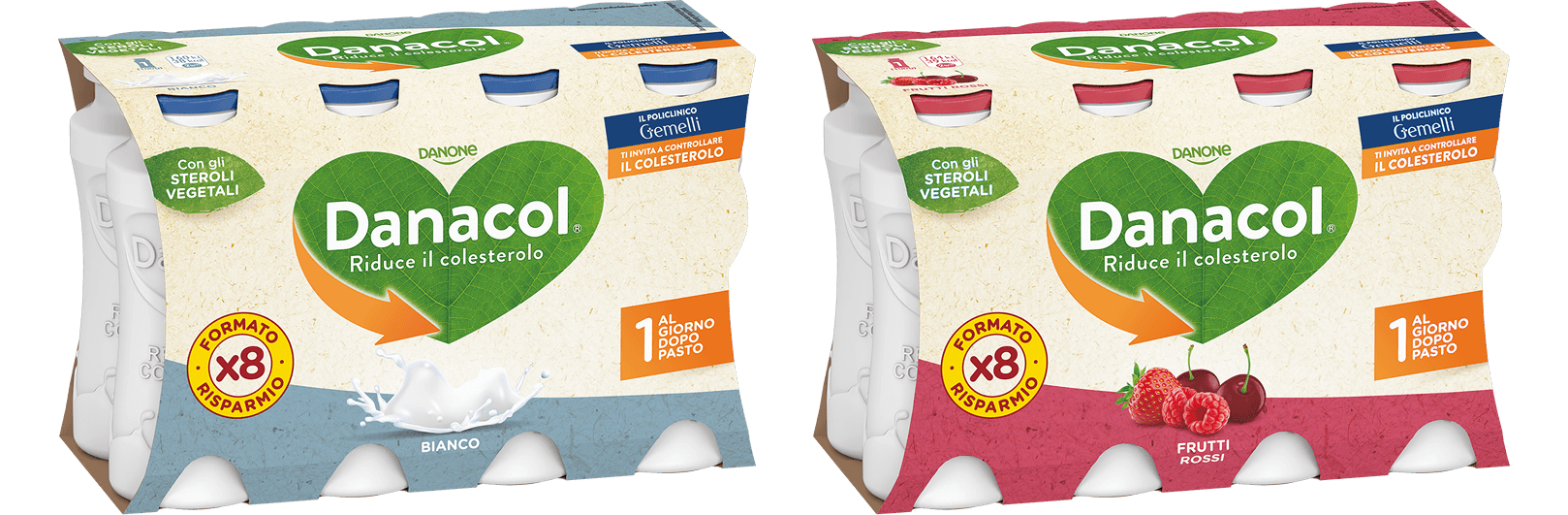 Confezioni Danacol gusto Fragola e gusto Bianco
