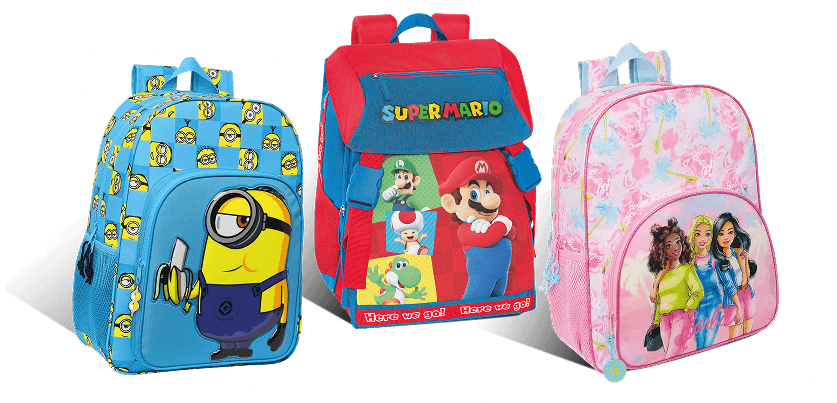 Zaino Minions, zaino Super Mario, zaino personaggi